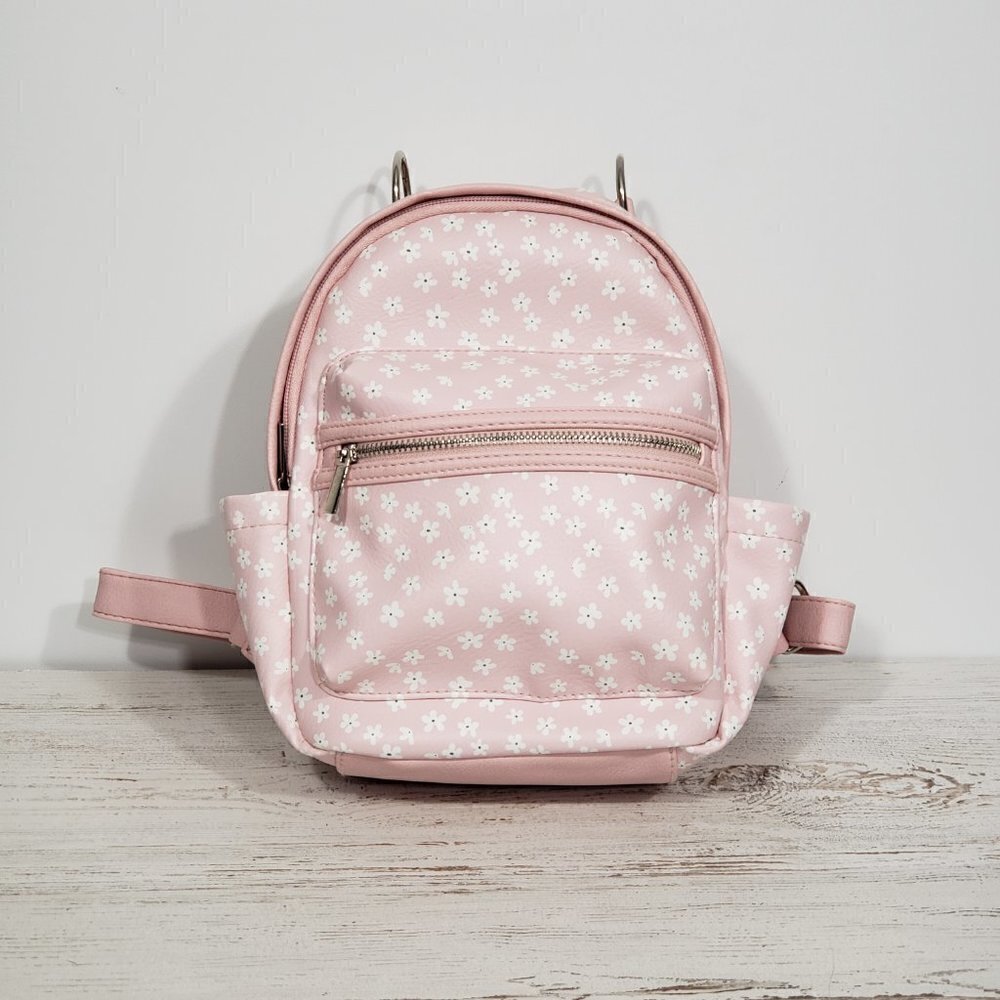 Pink Floral Faux Leather Mini Backpack Excellent condition